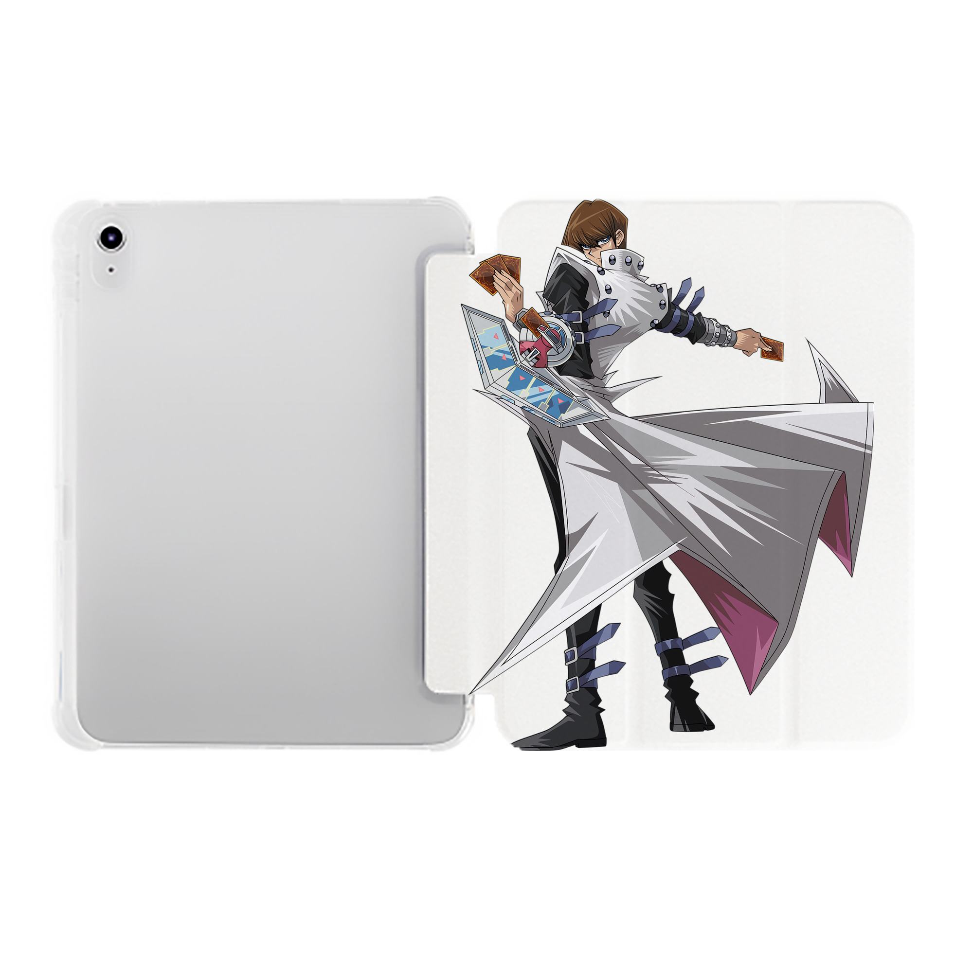 （画像用） 遊☆戯☆王 Yu-Gi-Oh! IPad ケース ペン収納付き 三つ折りスタンド PUレザー×シリコン 対応機種9.5/10.5/10.9インチ
